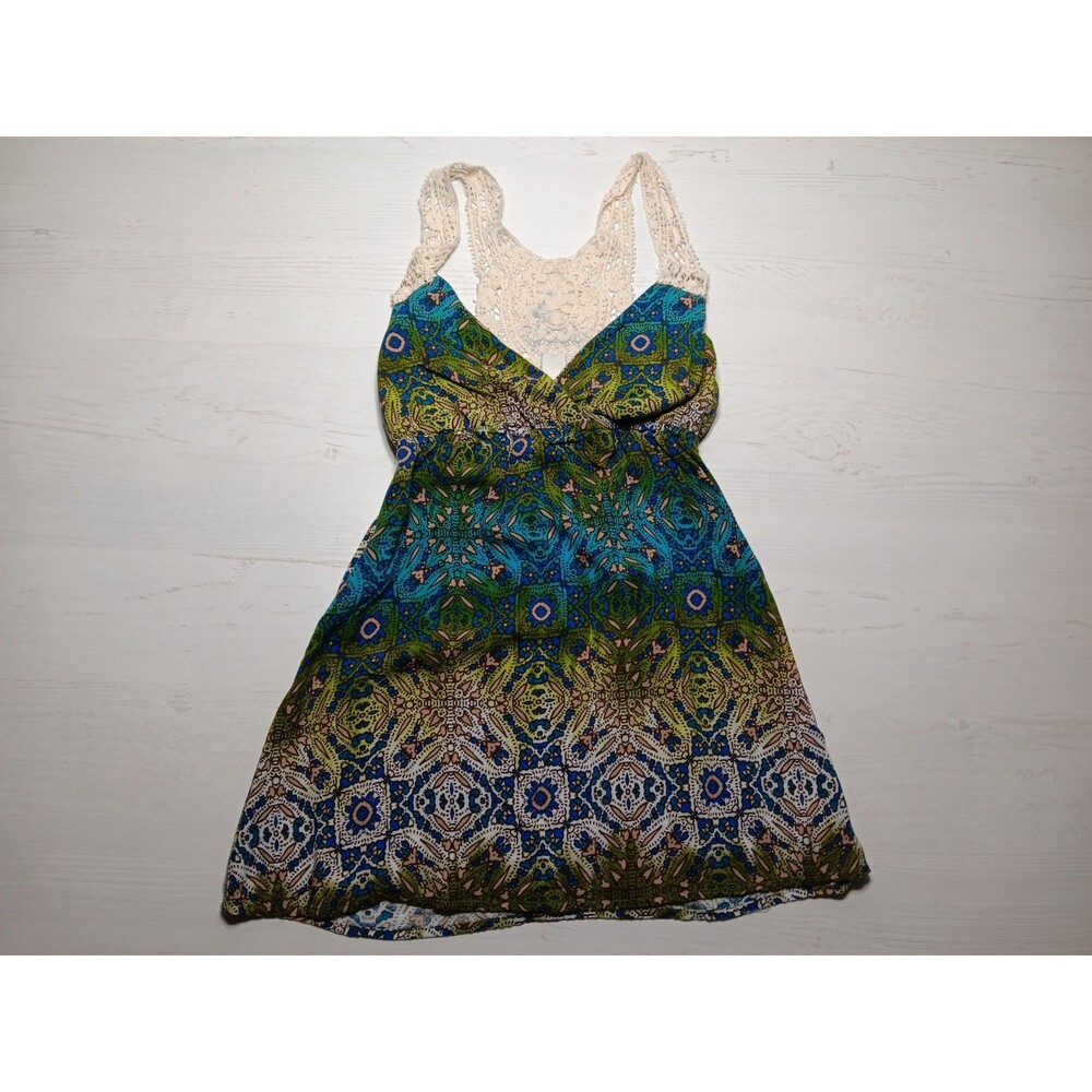 Belle Du Jour Multicolored Patterned Boho tank top Size Small Hippy 100% Rayon